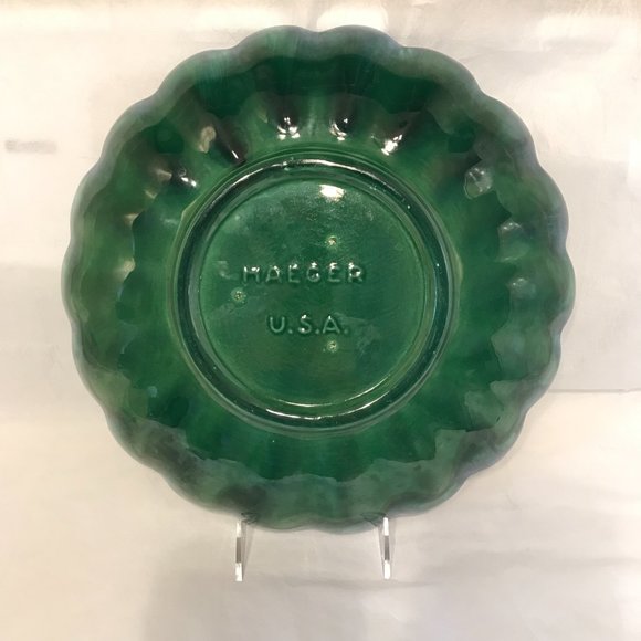 Haeger Mid Century Aqua and Green Dripware Pottery Platter - Picture 4 of 5